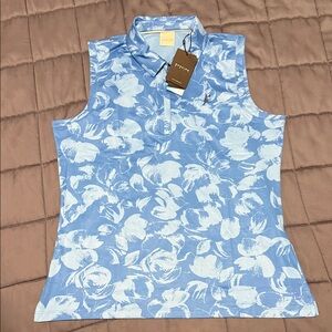 Stylish Blue Floral Sleeveless Top
